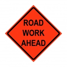 Road Work Ahead Roll-Up Traffic Sign