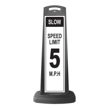 Black Reflective Vertical Sign Panel w/Base Option - Slow Speed Limit 5 mph