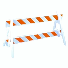 A-Frame Barricade w/Two Legs, Two I-Beams - Length and Reflective Options 