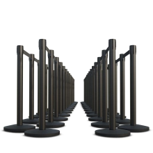 Lite Series Black Retractable Belt Stanchion - 50 Pack 