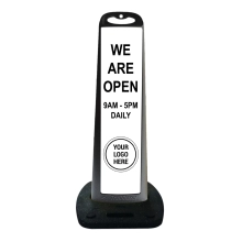 Black Vertical Panel w/Rubber Base - We Are Open 