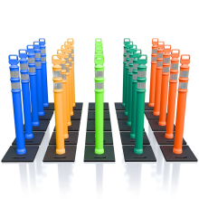 Easy Grab Premium 45" Delineators w/10 lbs Rubber Base - 25 Pack