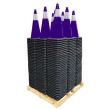 28" Purple Traffic Cones, 7lb Black Base w/6" Reflective Collar Pallet Bundle