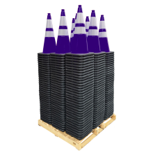 Exclusive Pallet Bundle 28" Purple Traffic Cones, 7lb Black Base w/6" & 4" Reflective Collars