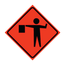 Flagger Symbol Roll-Up Traffic Sign