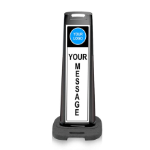 Black Vertical Sign Panel w/Base Option & Custom Artwork
