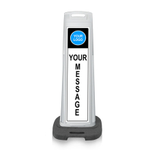 White Vertical Sign Panel w/Base Option & Custom Artwork