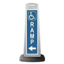 White Reflective Vertical Sign Panel w/Base Option - Handicap Ramp