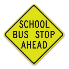 30" Fluorescent Diamond Grade School Sign: School Bus Stop Ahead