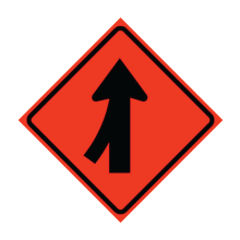 Left Lane Merge Symbol Roll-Up Traffic Sign