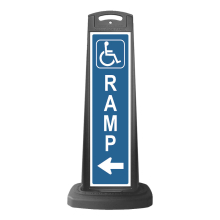 Black Reflective Vertical Sign Panel w/Base Option - Handicap Ramp