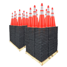 Govt Agency 36" Traffic Cones, 12lb Black Base, w/6" & 4" 3M Reflective Collars