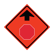 Stop Ahead Symbol Roll-Up Traffic Sign