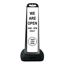Black Vertical Panel w/Rubber Base - We Are Open 