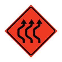Three Lane Double Reverse Curve Left Symbol Roll-Up Traffic Sign