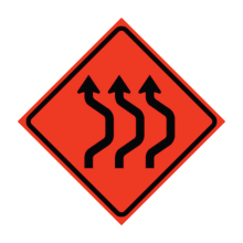 Three Lane Double Reverse Curve Right Symbol Roll-Up Traffic Sign
