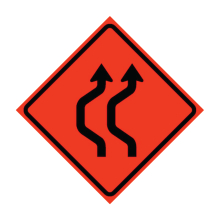 Two Lane Double Reverse Curve Left Symbol Roll-Up Traffic Sign