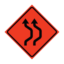 Two Lane Double Reverse Curve Right Symbol Roll-Up Traffic Sign
