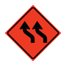 Two Lane Reverse Curve Left Symbol Roll-Up Traffic Sign