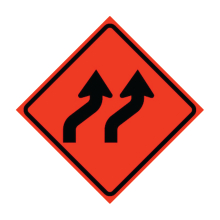 Two Lane Reverse Curve Right Symbol Roll-Up Traffic Sign