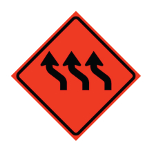 Three Lane Reverse Curve Left Symbol Roll-Up Traffic Sign