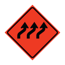 Three Lane Reverse Curve Right Symbol Roll-Up Traffic Sign