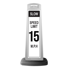 White Reflective Vertical Sign Panel w/Base Option - Slow Speed Limit 15 mph