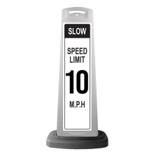 White Reflective Vertical Sign Panel w/Base Option - Slow Speed Limit 10 mph