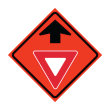 Yield Ahead Symbol Roll-Up Traffic Sign