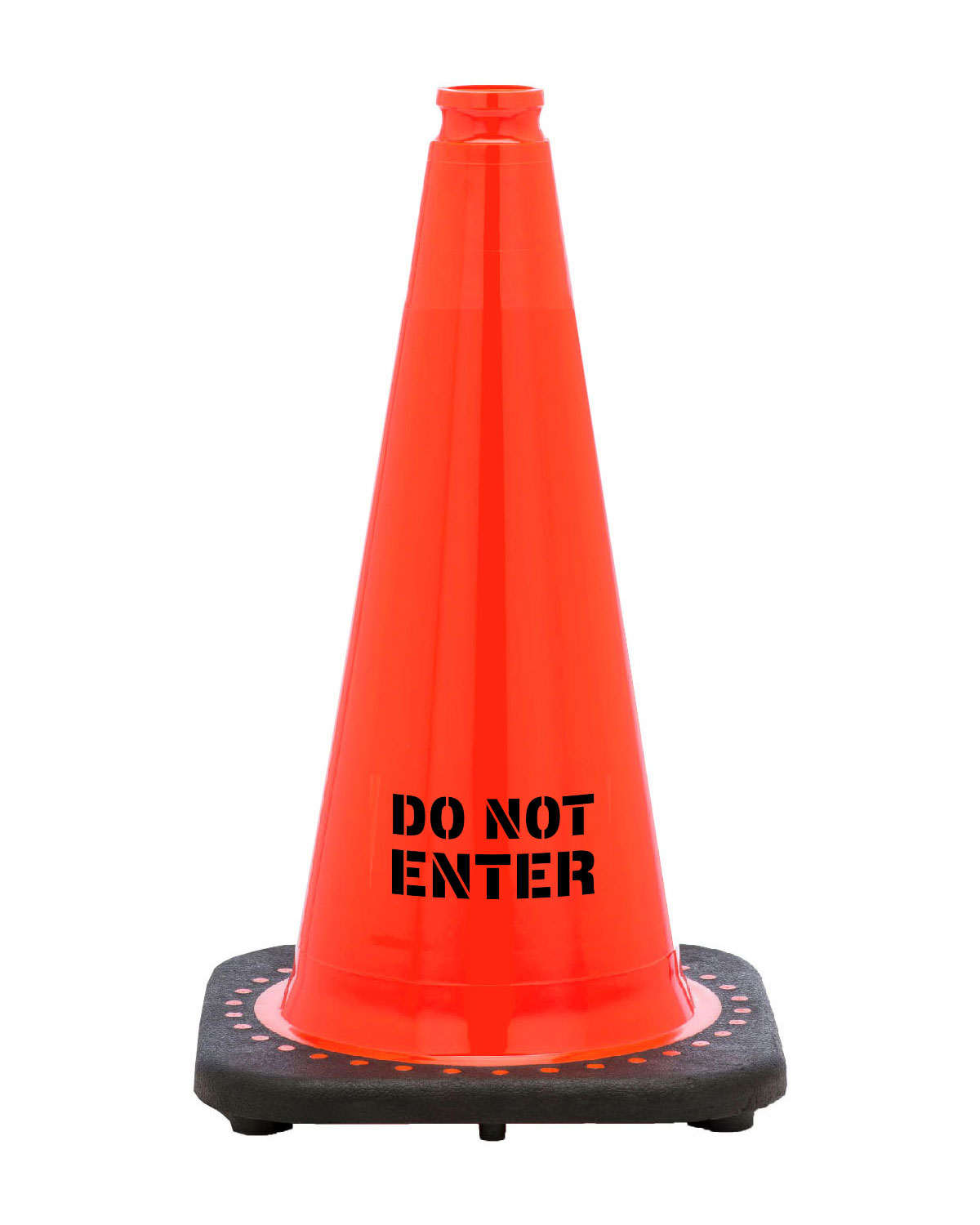 18" Do Not Enter STENCIL Traffic Cone, 3 lb Black Base
