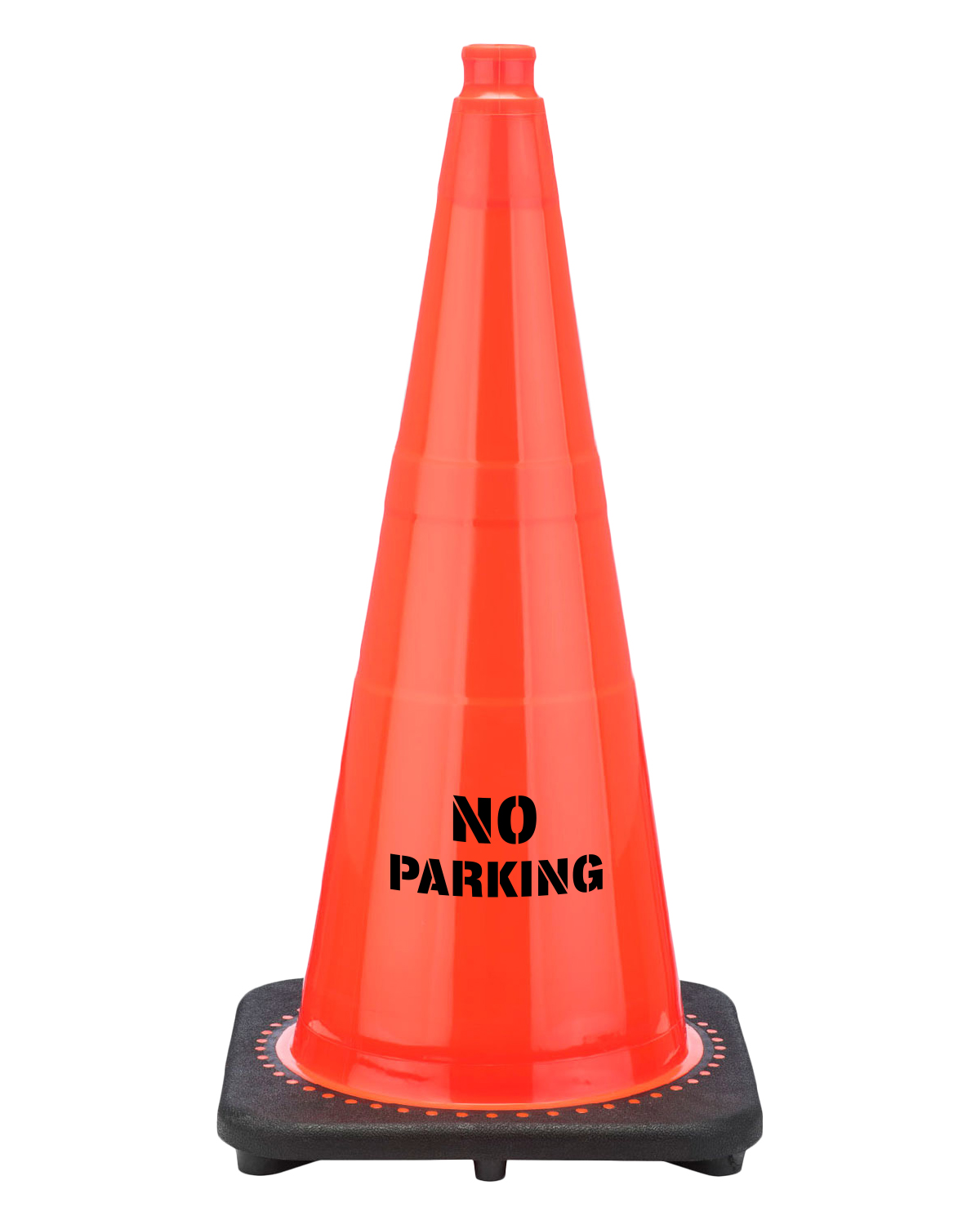 28" No Parking STENCIL Traffic Cone, 7 lb Black Base