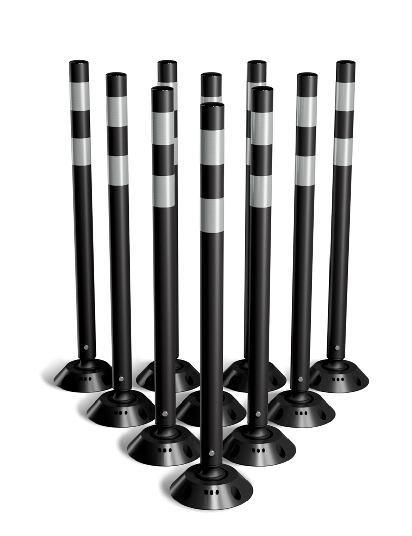 Omniflex 36 Inch Tubular Traffic Delineator - Black - 10 Pack 
