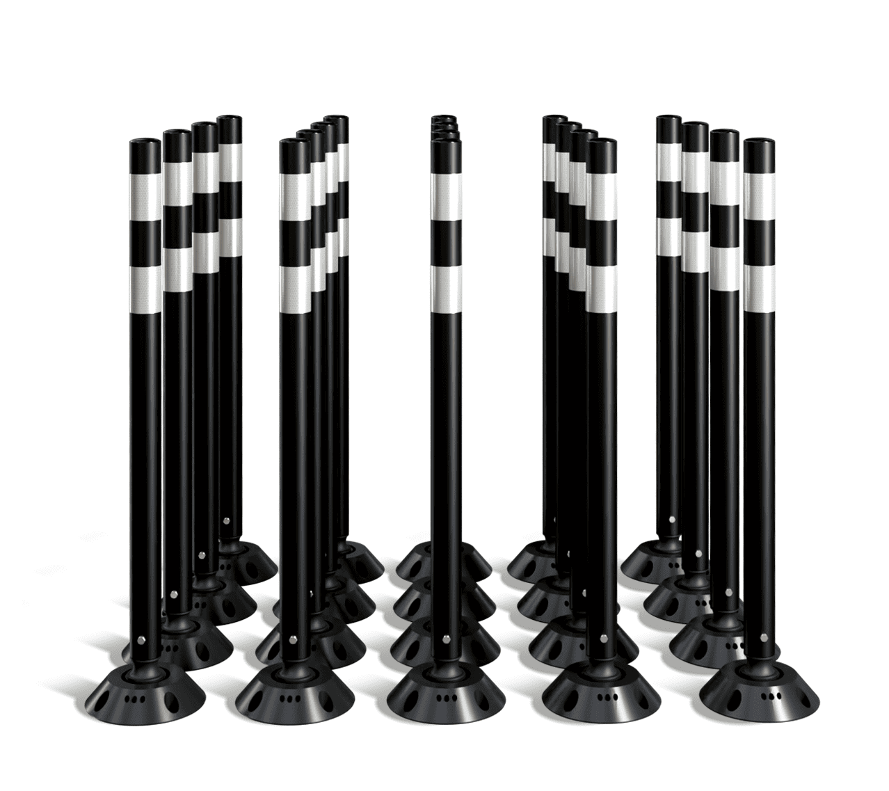 Omniflex 36 Inch Tubular Traffic Delineator - Black - 20 Pack