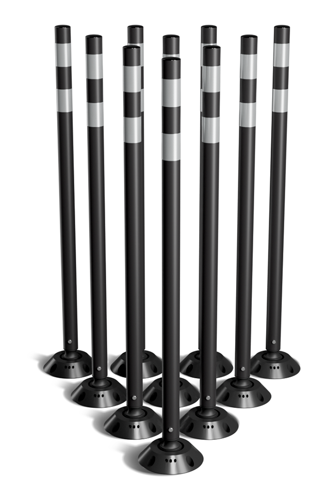 Omniflex 48 Inch Tubular Traffic Delineator - Black - 10 Pack  