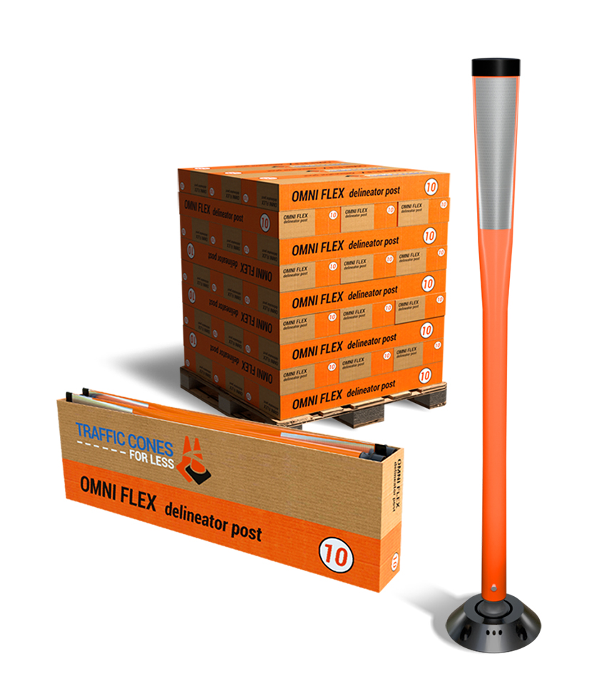 Omniflex 48 Inch Flat Top Traffic Delineator - 250 Pack