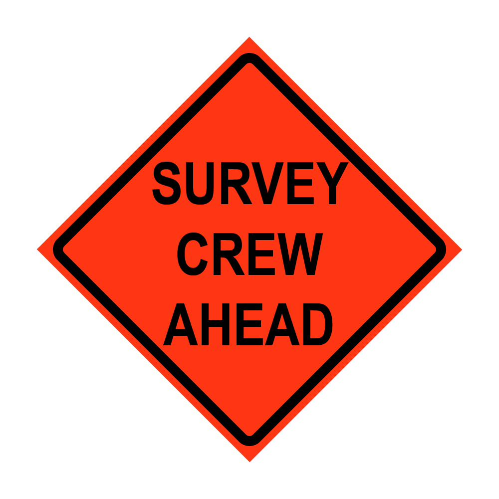 36" x 36" Roll Up Traffic Sign and Heavy Duty Cross Brace - Survey Crew Ahead