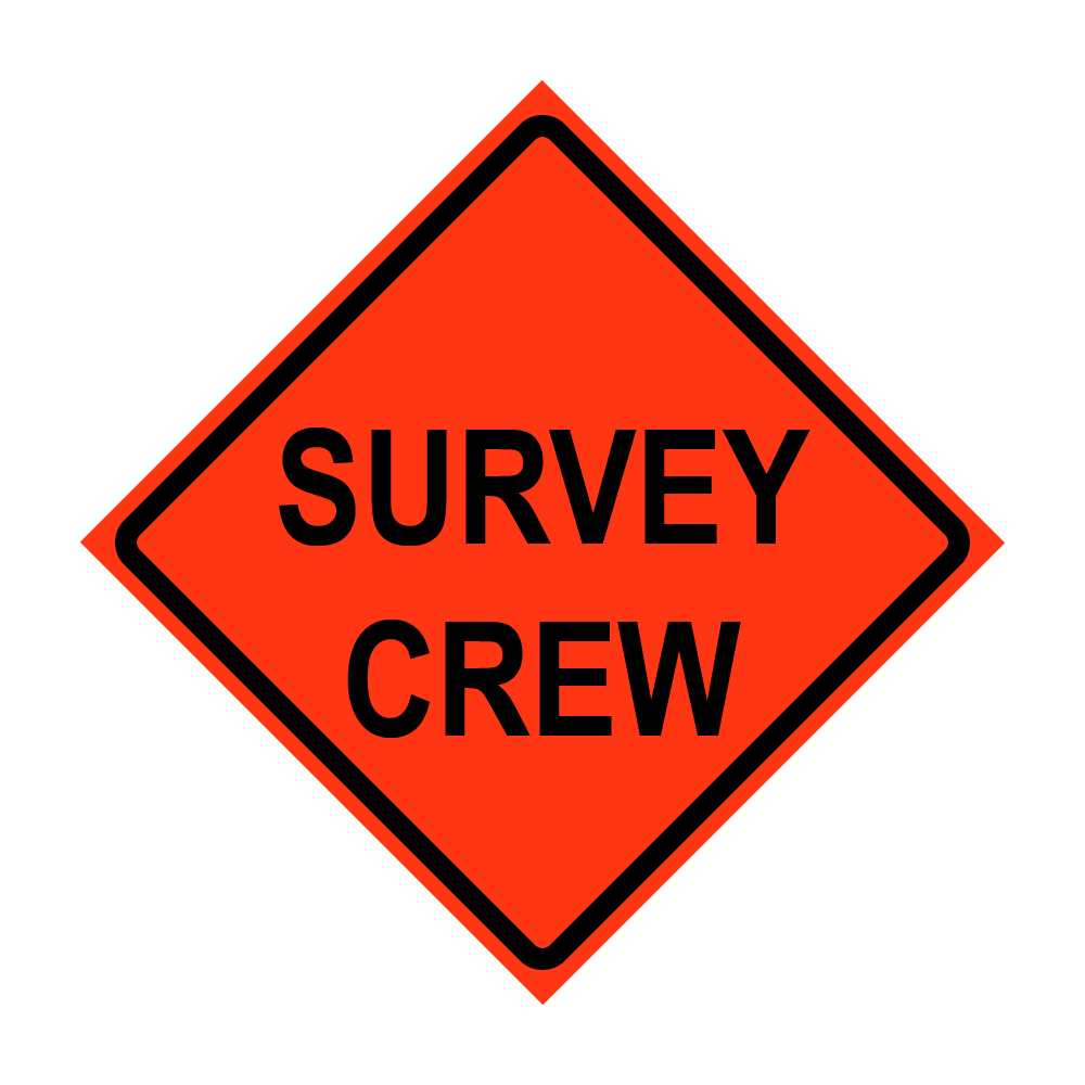 36" x 36" Roll Up Traffic Sign - Survey Crew