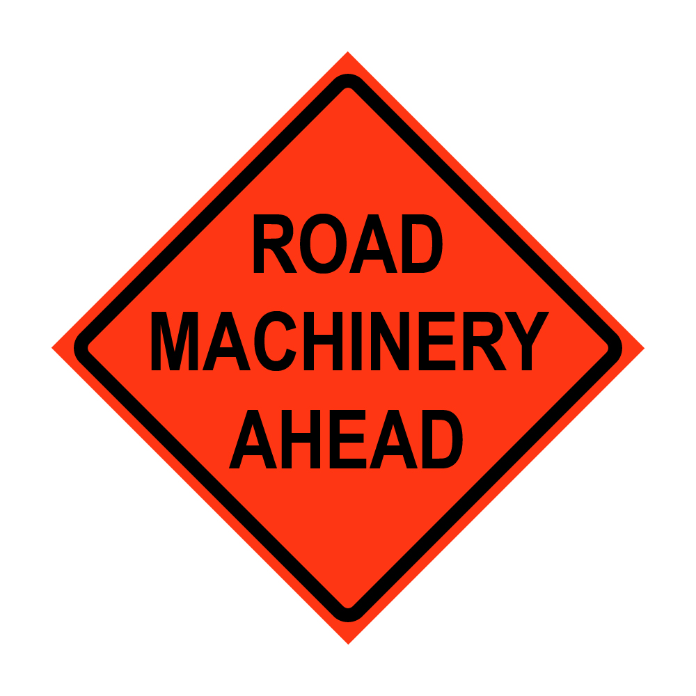 36" x 36" Roll Up Traffic Sign - Road Machinery Ahead