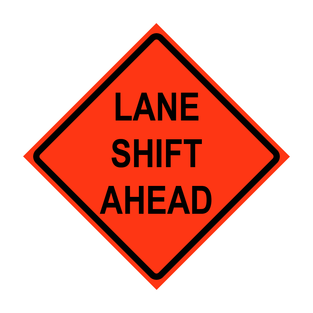 36" x 36" Roll Up Traffic Sign - Lane Shift Ahead