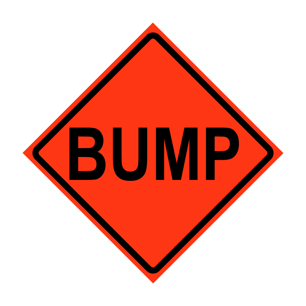 36" x 36" Roll Up Traffic Sign and Heavy Duty Cross Brace - Bump