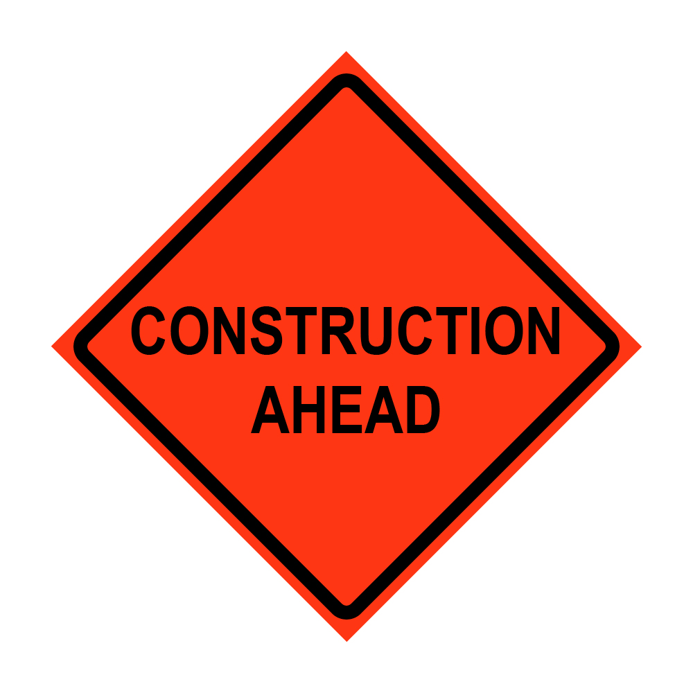 36" x 36" Roll Up Traffic Sign - Construction Ahead