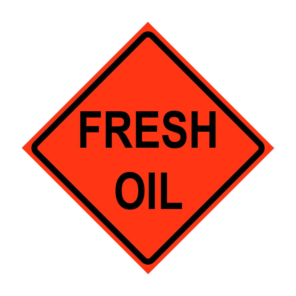 36" x 36" Roll Up Traffic Sign - Fresh Oil