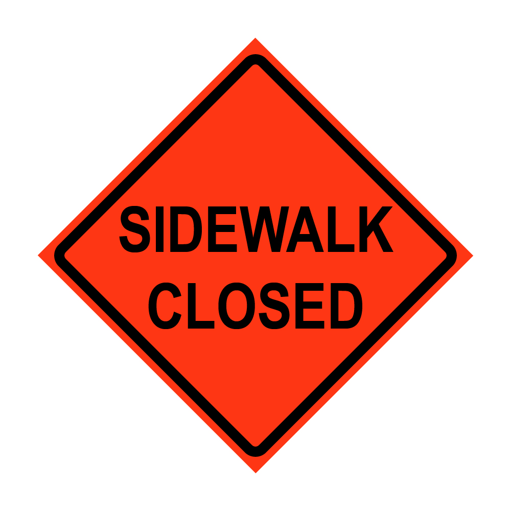 48" x 48" Roll Up Traffic Sign - Sidewalk Closed