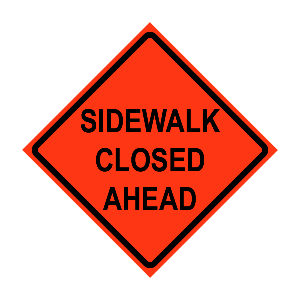 36" x 36" Roll Up Traffic Sign - Sidewalk Closed Ahead
