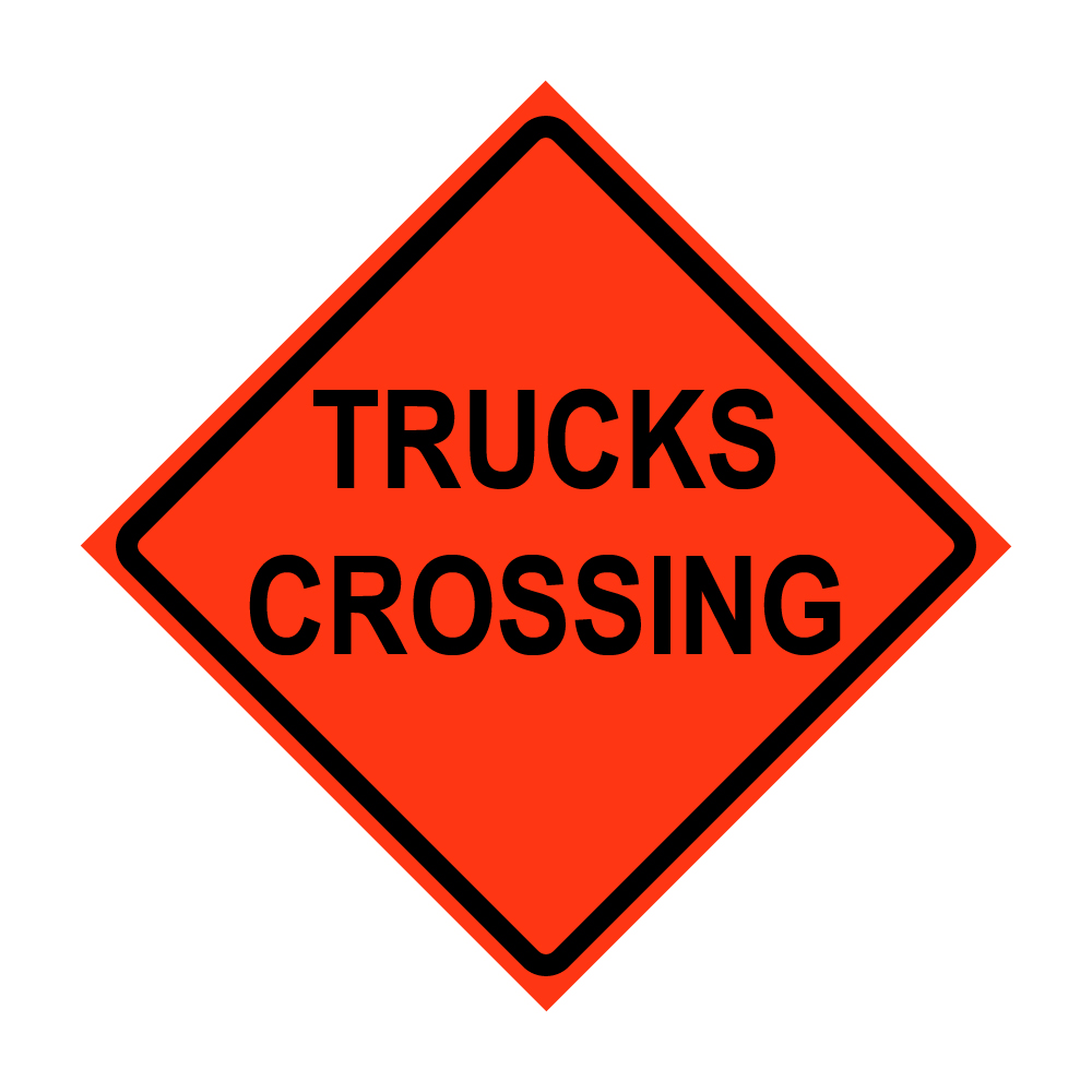 36" x 36" Roll Up Traffic Sign - Trucks Crossing