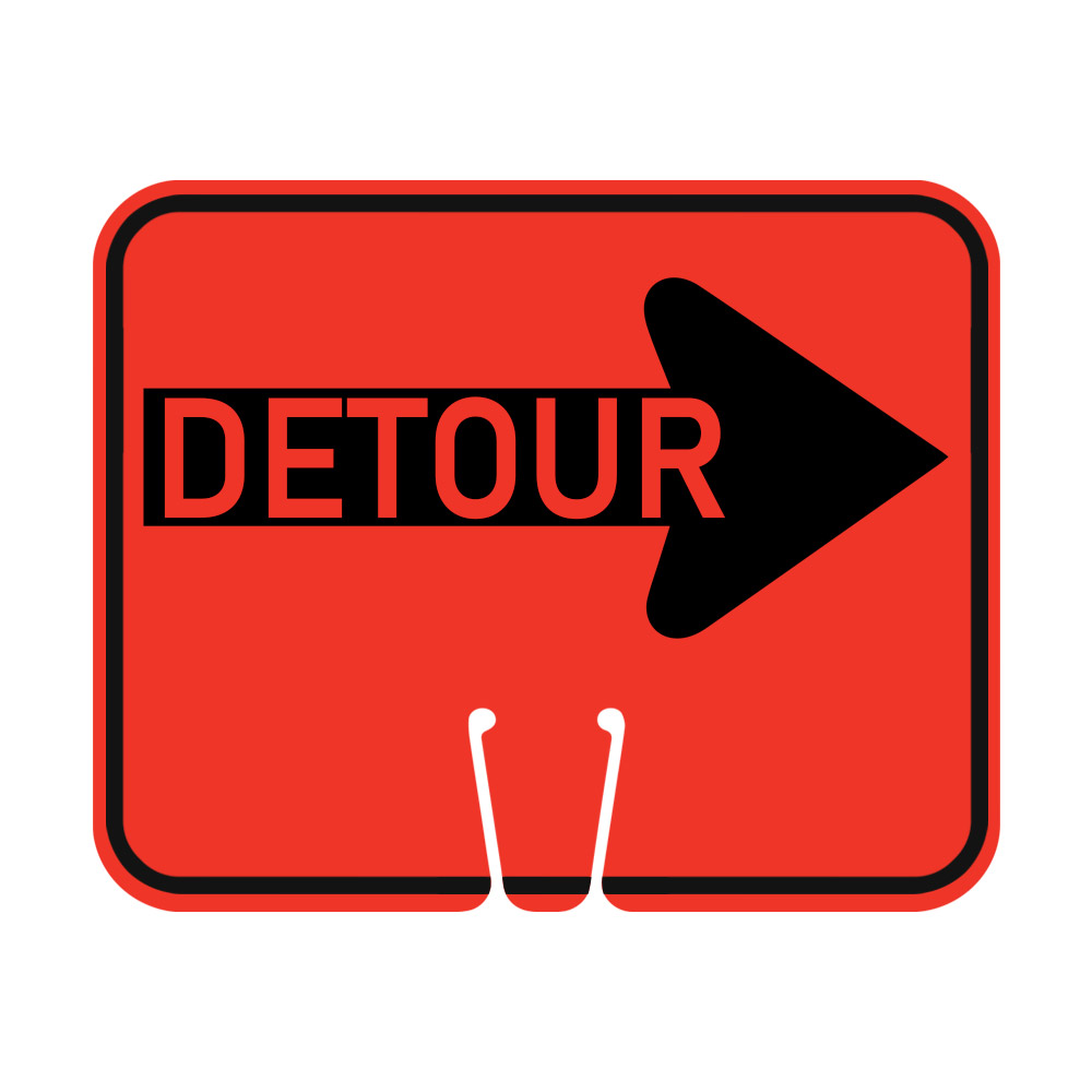 Traffic Cone Sign - DETOUR (Right Arrow)