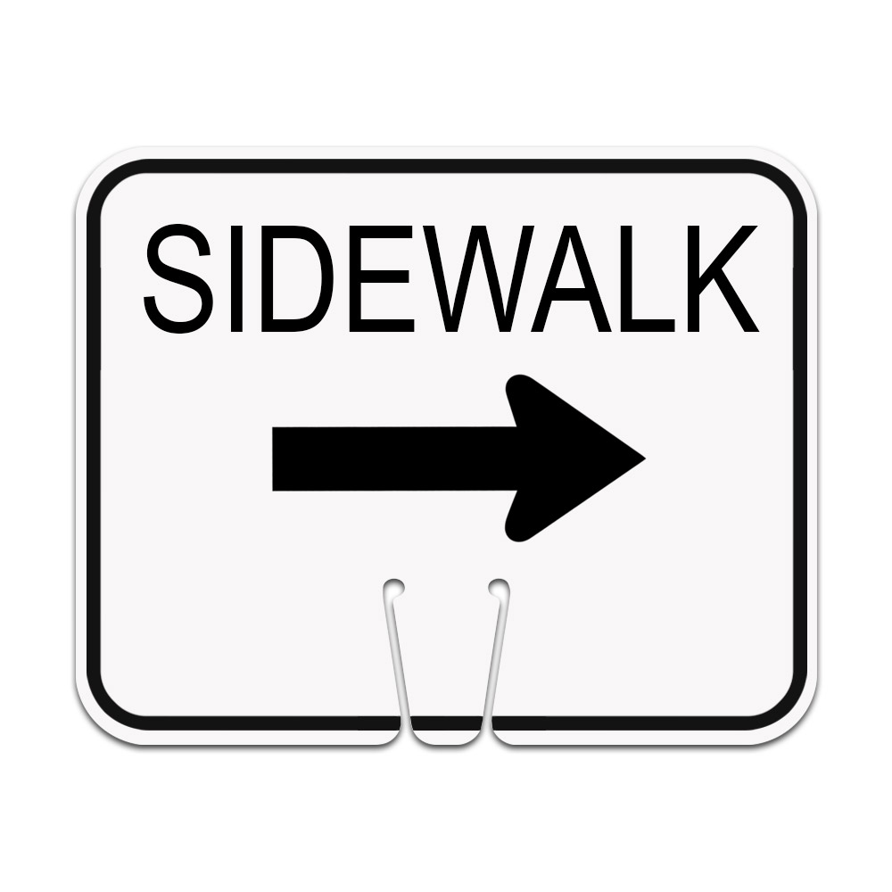 Traffic Cone Sign - RIGHT SIDEWALK