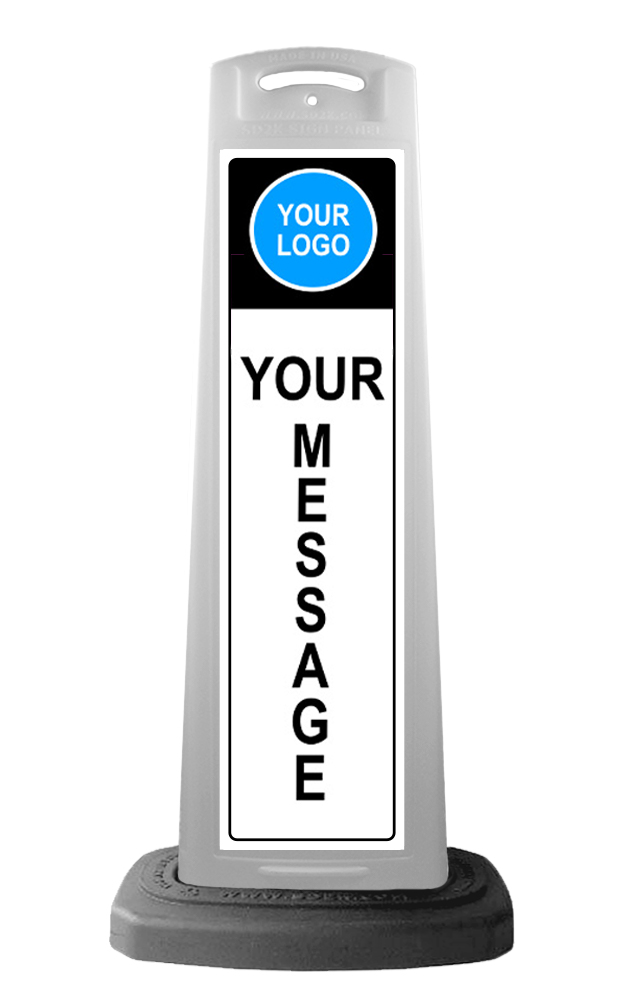 White Vertical Sign Panel w/Base Option & Custom Artwork