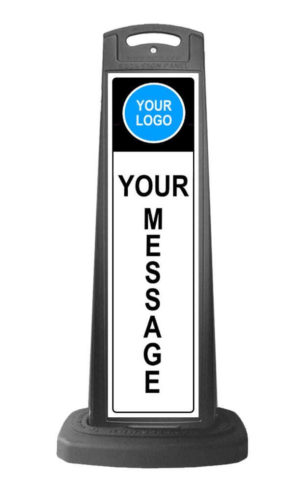 Black Vertical Sign Panel w/Base Option & Custom Artwork