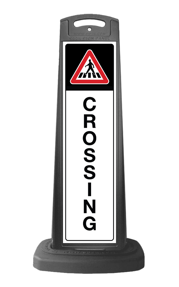 Black Vertical Panel w/Reflective Pedestrian Crossing Sign